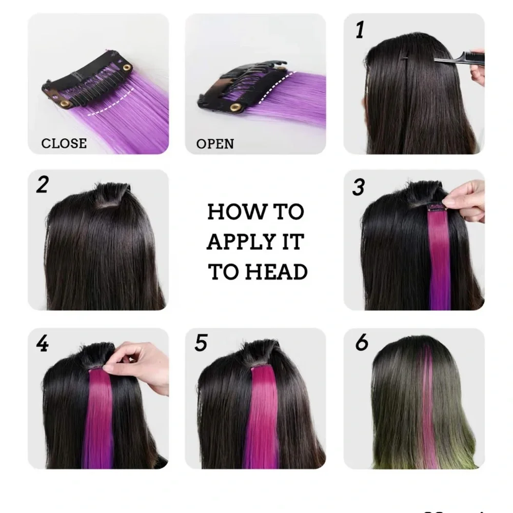 32 Pieces Colored Hair Extensions 22 Inch Straight Clip in 16 colors nwt